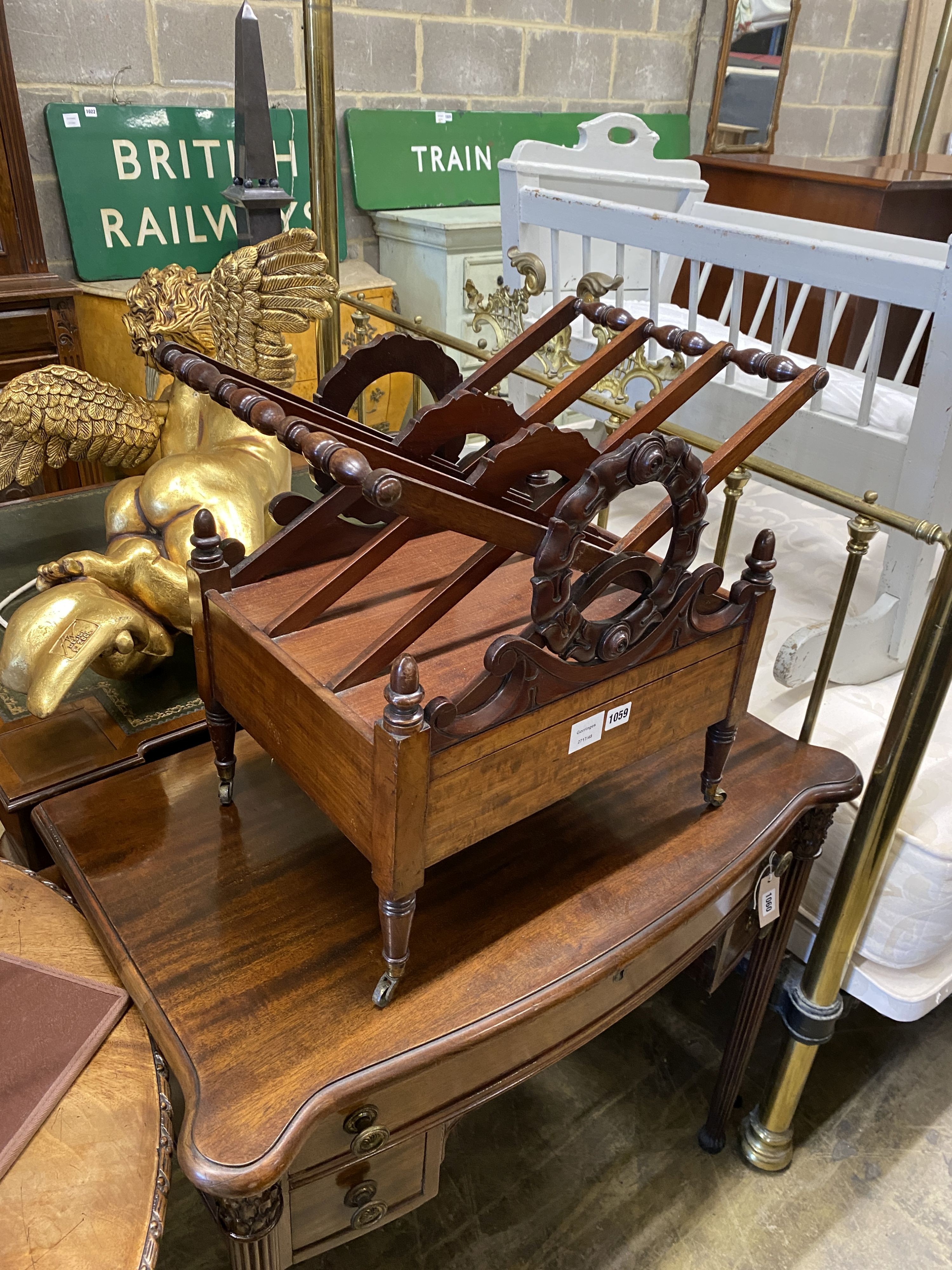 A Regency mahogany three division Canterbury, width 49cm, depth 35cm, height 49cm